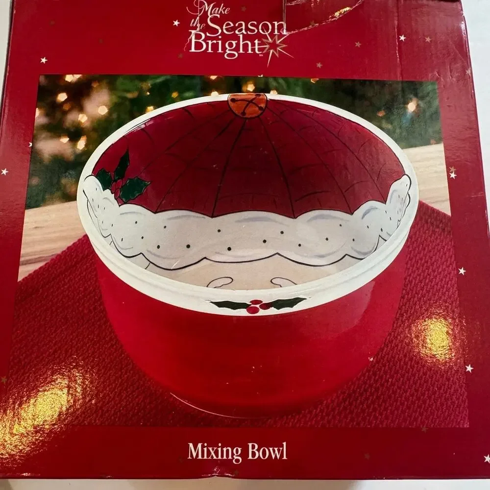 Vtg Make the Season Bright Santa Mixing Bowl New in Box